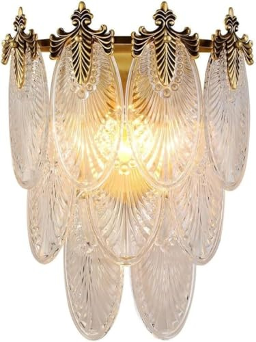 Retro Modern Kristallvägglampa, E12 Ljuskälla 3-Lagers Mässingsvägglampa, Guldfärgad Glasskärm Badrum Sminkbord Vägglampa, För Sovrum Vardagsrum Arbetsrum Matsal