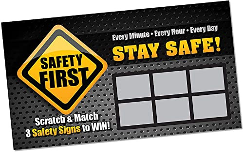 Safety First Scratch & Win - (100 Cards) - Workplace Safety Scratch Off Game Tickets - Employee Incentive
