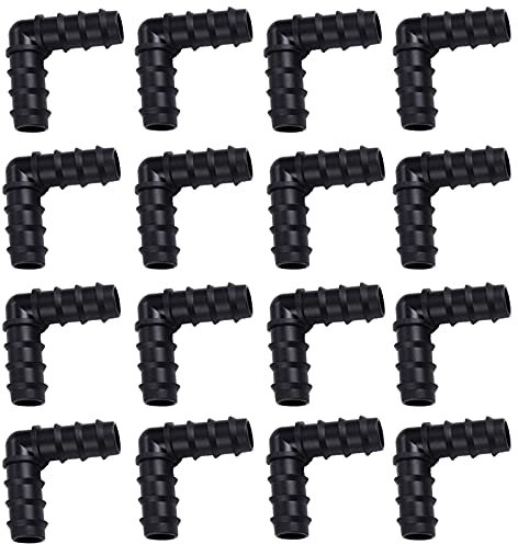 Steckverbinder für Gartenschlauch, 100Pcs Schlauchverbinder Bewässerungssystem, Schlauchverbinder 90 Grad 16mm, Winkelverbinder Schlauch für Landschaft Terrasse Pflanzen Gewächshaus Spray Bewässerungs