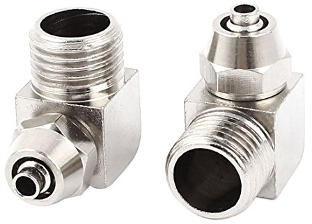 Ruilogod 2 Pcs 1/4PT Male Thread L Shaped 6mmx4mm Air Hose Quick Connector (id: 0b1 23a f65 3cd eee