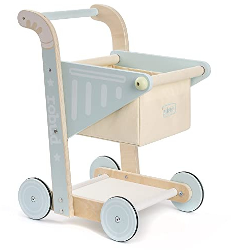 ROBUD Wooden Baby Walker for Girls Boys, Wooden Shopping Cart for Kids Toddlers, Learning Walker Toys for 10 Months 1 Year Old