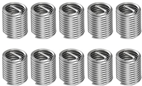 sourcing map 10pcs Wire Thread Inserts M10 x 1.5 2D 304 Stainless Steel Helical Coiled Wire Threaded Sleeve