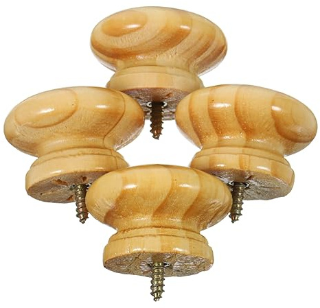 Homoyoyo Maniglie Rotonde e Mobili Accessori per Mobili Resistenti Facili da Installare per Manopole in Legno Beige 4 Pezzi per Porte Interne e Cassetti