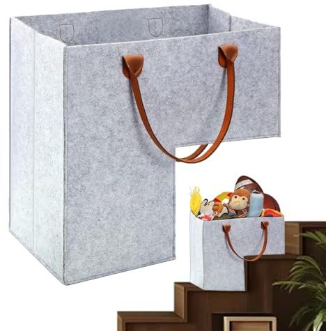 Akayoo Treppenkorb Stufenkorb, L-förmig, Filz, Funktional, Grau, Mit Ledergriff