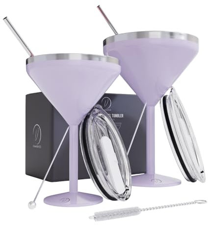 vaanshie 8 oz. Vakuumförseglat martiniglas [lila/set med 2] – martiniglas i rostfritt stål, isolerat glas med sugrör, olivstift, sugrörsrengörare, isolerat glas som mors dags-gåva