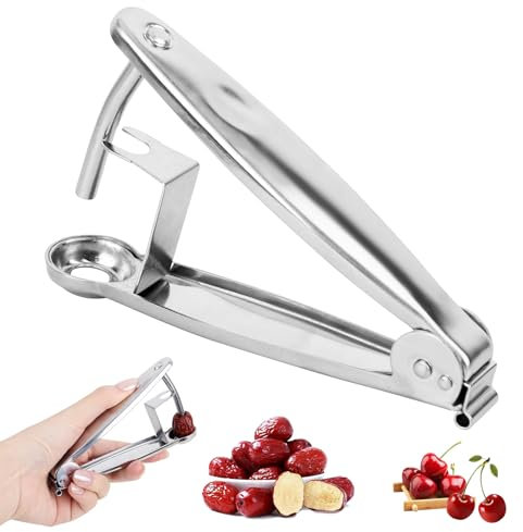 YYTECH Denocciolatore per ciliegie, Ciliegio snocciolato in acciaio inox Snocciolatore Ciliegie e Olive, Lunghezza: 13 cm, Argento, per Ciliegie ed Olive, Datteri Rossi