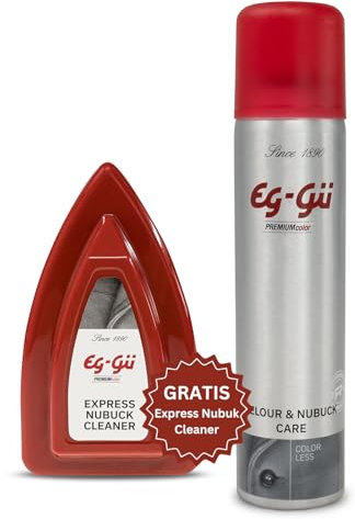 eg-gü Imprägnierspray Wildleder Farblos + Wildleder Bürste - Pflegeset für Nubukleder & Rauleder, 250ml