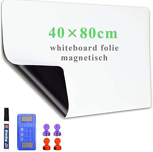 Lyzzxi Papel magnético para pizarra blanca, 40 x 80 cm, hojas autoadhesivas de borrado en seco, para pegar en pizarra, película adhesiva en la pared para oficina, hogar, escuela..