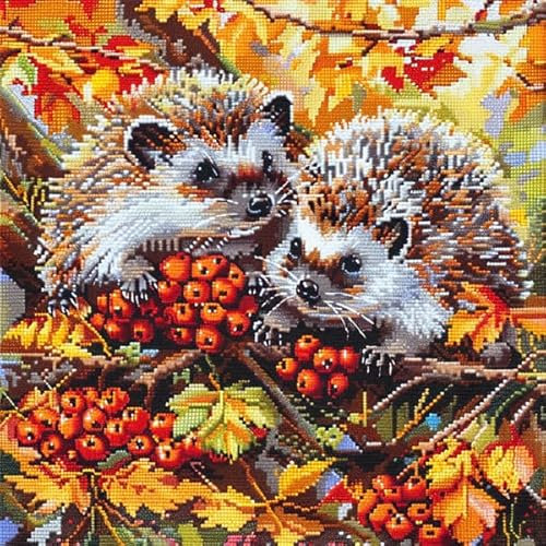 kitphoenix DIY Knüpfhaken-Set Knüpfkissen Igel 3D Handgemachte Geschenke Knüpfteppich für Kinder und Erwachsene Knüpfset 43cm X 43cm