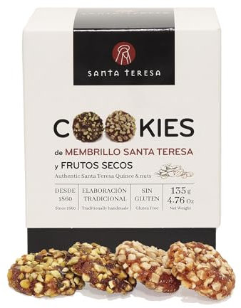Santa Teresa - Cookies de Membrillo recubiertas de Pistacho y Almendra. Sin Gluten. Apto para Veganos. 135g