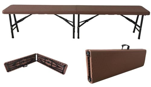 WEIDPHL Banc Pliant en Plastique, Banc en Plastique Imitation Rotin avec Poignée De Transport, Banc De Camping Portable, Banc pour Jardin De Football,Marron