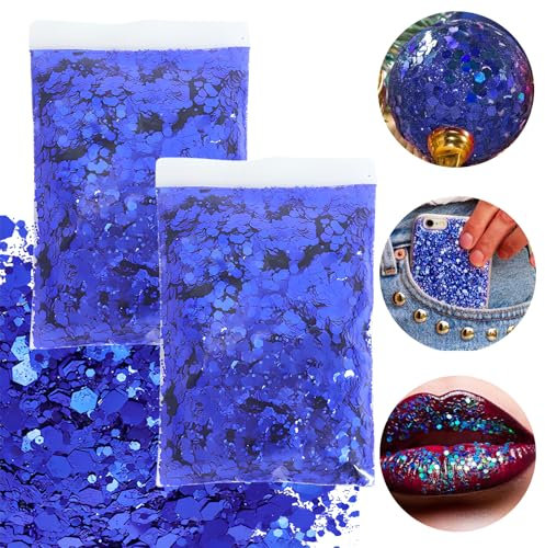 JAONLD Glitzer Basteln,100 g Glitzer Konfetti Glitzerpulver Festival Glitzer für Gesicht,Nageldekoration,Papier,Karten,Maniküre,Party,DIY-Bastelarbeiten(Blau)