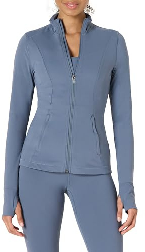 Amazon Essentials Women's Active FormFlex Buttery Soft Slim Fit Full Zip Jacket, Slate Grey, L