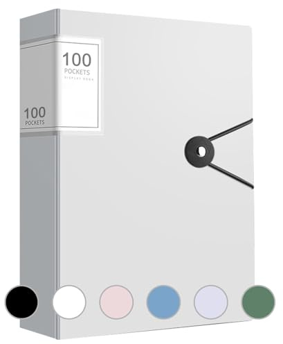 A4 Sichtbuch mit Klarsichthüllen, 100 Taschen Mappe mit Klarsichthüllen A4 Produkte Kunstpräsentationsbuch, Ordner mit Folien Projektordner für Einzelpersonen, Büro und Zuhause (Weiß)
