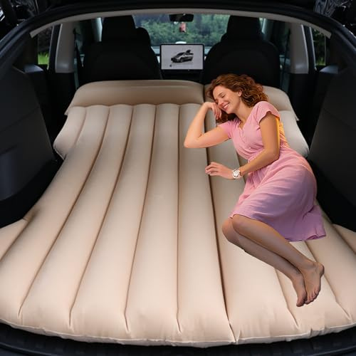 Canareen Matelas gonflable pour voiture, SUV, épais, pour coffre/siège arrière, matelas gonflable pour modèle, SUV, RV, monospace, voyage, camping, maison, extérieur beige