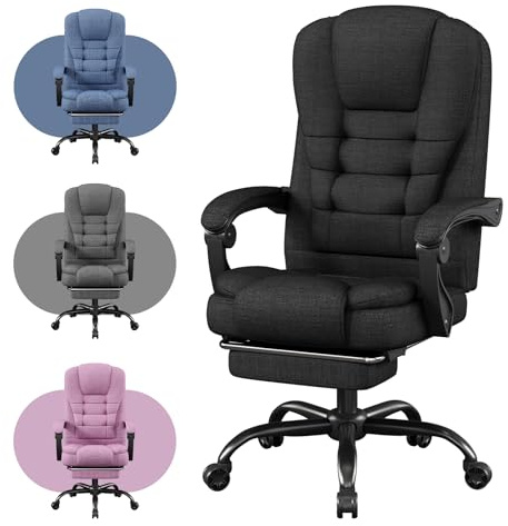 Office Chair, Big and Tall Fabric Gaming Chair with Footrest, Executive Comfortable Computer Desk Chairs, 360° Swivel Base & Height Adjustable Executive Chairs for Adults, Gamer Chair & Silla Gamer