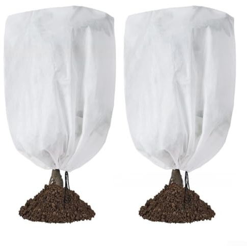 Lot de 2 housses de protection isolantes contre le gel pour plantes d'extérieur, couvertures d'hiver non tissées, 106,7 x 114,3 cm, 122 x 183 cm, 198 x 225,9 cm, blanc (106,7 x 114,3 cm)