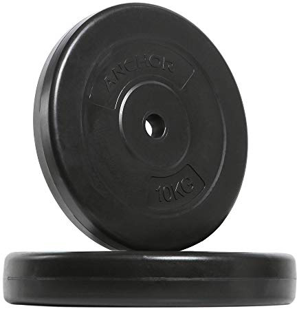 Weight plate disc vinyl (1 inch) 10kg x 2 Standard Plates 20kg weights set for Weight lifting Dumbbell bars strength training home gym fitness workout