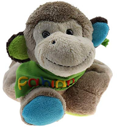 Wärmekissen Wärmetier Affe mit Halstuch und Namen oder Spruch - Personalisiertes Baby Körnerkissen Rapskissen - Körnerkissen Rapskissen