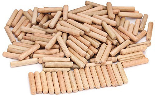 ZOENHOU 1000 PCS 3/8 x 1 1/2 Wooden Dowel Pins, Straight Dowel Rods Made of Hard Wood, Fluted Wood Dowel Plugs with Beveled Ends Tapered for Easy Insertion, Accessory Kit for Woodworking Furniture