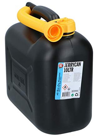 ED-CO Jerry Can Plastic Black Petrol Can Diesel Fuel Oil Canister With Pouring Spout, Plastic, Black (10L)