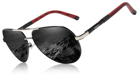 KINGSEVEN Classique Militaire Aviateur Lunettes de Soleil Polarisées pour Hommes, Style Rétro Vintage Blocage UV K725 (Gris/Argent)