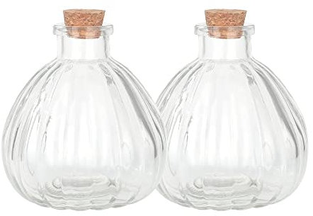 Magic Season Decorative Glass Bottles with Cork Stoppers (240 ml Pumpkin Bottles / 2 Pcs)