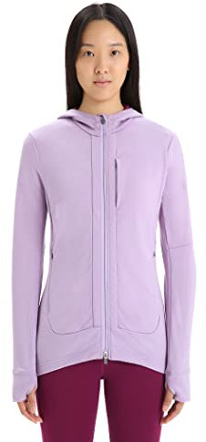 Icebreaker Merino Quantum III Damen-Kapuzenpullover, langärmelig, Wolle, mit Reißverschluss, Purple Gaze/Go Berry, L