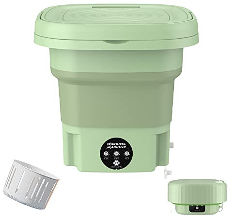 12L Machine a laver portable, Mini machine à laver, jusqu'à 1,7 kg, lave-linge de voyage, de camping, Pour Sous Vêtements,Chaussette,Appartement,étudiant(EU power-vert)