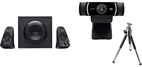 Logitech Z623 THX 2.1 Speaker System, Black & C922 Pro Stream Webcam, HD 1080p/30fps or HD 720p/60fps Hyperfast Streaming, Stereo Audio, HD light correction, Autofocus, For YouTube, Twitch, Black