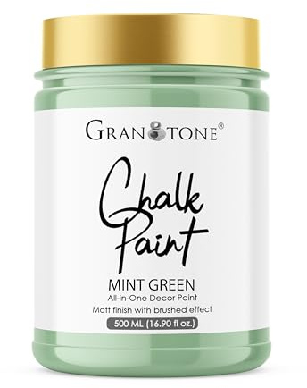 GRANOTONE Chalk Paint Matt Finish Water Based Acrylic Paint 16 fl oz 500 ml Mint Colour for Furniture Wood Walls Metal Glass Paper Fabric Canvas Maximum Coverage for Kids and Adults Made in India