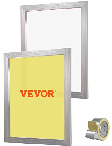 VEVOR Marco de Pantalla de Seda 2 Piezas Marcos de Serigrafía de Aleación de Aluminio 50,8 x 61 cm Kit de Serigrafía con Malla 230, Malla de Nylon de Alta Tensión y Cinta de Sellado para Camisetas