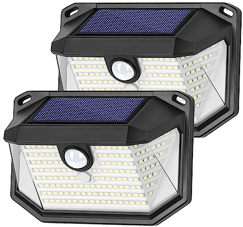 Solar Outdoor Lights, 2-Pack Super Bright 178 LEDs Motion Sensor Wall Light with 270° Wide Angle & 3 Modes, Waterproof Solar Powered Security Light for Patio Garden Garage Front Door
