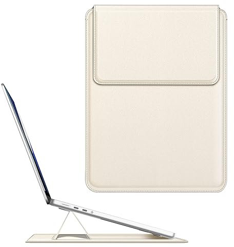Fintie 13.6 Zoll Laptop Tasche mit Ständer Kompatibel mit MacBook Air 13.6 2024-2022, MacBook Air 13 2020-2018, MacBook Pro 13 2022-2016, Slim Hülle Sleeve, Starlight