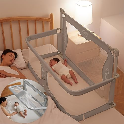 3 in 1 Culla per Neonato Fianco Letto, Culla Nex to Me, culla per Bambini, culla portatile pieghevole, finestra in rete traspirante e visibile, fodera morbida lavabile e robusta lega di alluminio ( Co