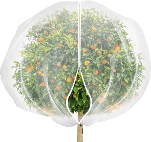 Bolsas de red para árboles frutales con cremallera y cordón, malla de barrera contra insectos y pájaros para cubrir plantas, frutas, vegetales, árboles, arbustos y flores, múltiples (160 * 180cm-5.2
