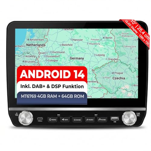 M.I.C.1192-L3 Android 14 Autoradio mit Navigation: MT6769V, 4GB+64GB, 10.1 Zoll QLED Display, SIM, Apple CarPlay & Android Auto, DAB+, GPS–Ersatz für FIAT Ducato Peugeot Boxer Citroen Jumper 2006-2024