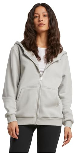 Build your Brand Felpa con Cappuccio da Donna Fluffy Zip, Comoda Giacca con Cappuccio in vestibilità Rilassata, Basic per Tutti i Giorni e Il Tempo Libero, Lightasfalto, L