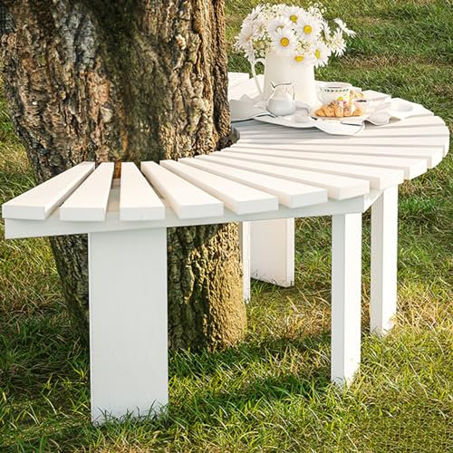 forestalk Panca in legno per albero di Natale, semicircolare, panchine da giardino per parco/cortile/portico/prato, decorazione per mobili da esterno per tutte le stagioni