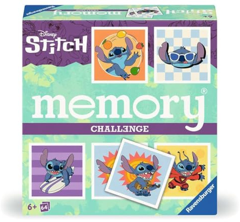 Ravensburger - Memory Stitch | Gioco Bambino 6 Anni O Più Memory | Giochi Stitch Bambina E Bambino | Giochi Da Tavolo 2 A 8 Giocatori | Regalo Bimbo 6 Anni Maschio 64 Carte