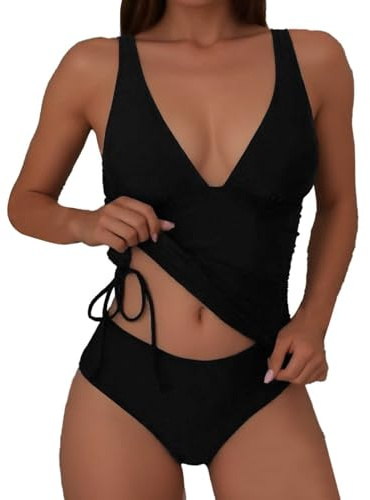 Maillot De Bain Femme 2 Pièces Maillot'de Ensembles Maillots Deux Blanc Bronzant Tankini Robe Bandeau Taille e Sexy Bikini Tanga Grande String Ado Transbronzant Ronde