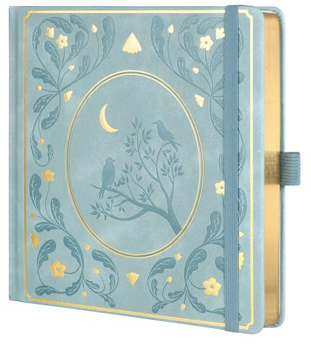 TIEFOSSI Dotted Journal Notebook, Dot Grid Notebook for Women Men, Hardcover PU Leather Journal, 160 GSM Thick Paper, 160 Numbered Pages with Gold Edges, 8 x 8 Square Diary