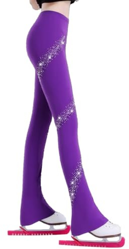 JoyCan Girls Ice Skating Pants with Fleece Warm Figure Skating Trousers for Girls | Sparkly Rhinestone Ice Skate Leggings Black