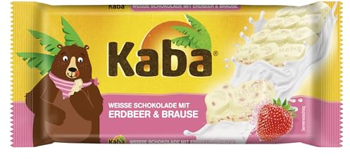 Kaba Weiße Schokolade mit Erdbeer & Brause, Schokoladentafel, 85 g Tafel, Weiße Schokolade mit fruchtiger Erdbeere & prickelnder Brause mit original Kaba-Geschmack