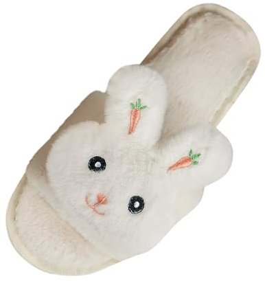 Generisch Donna E Inverno Moda Open Toe Cotone Comode Donne Ciabatte 2025 Ciabatte Da Donna Ragazza Soffice Pelle d'agnello Pantofole, bianco, 43 EU