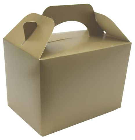 Lotus 20 x Children/Kids Plain Coloured Party Boxes Carry Food Meal Fun Picnic Birthday Wedding Favour/Baby Shower Party Halloween Trick or Treat Box Loot Bag (Gold)