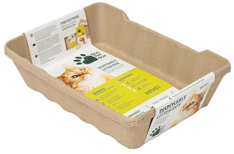 EcoPetBox – offene Katzentoilette mit hohem Rand – aus recyceltem Papier als geruchsarmes auslaufsicheres und hygienisches Einwegmodell ideal für Reisen ältere und kranke Katzen (3 Stück)