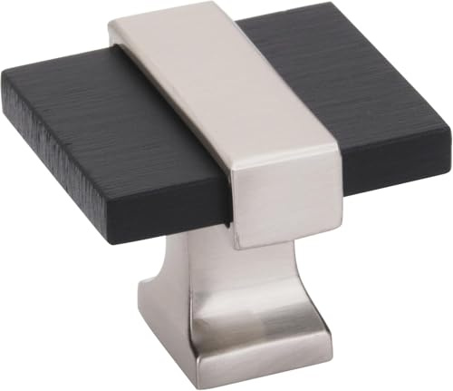 Amerock | Cabinet Knob | Brushed Matte Black/Satin Nickel | 1-3/8 inch (35 mm) Length | Overton | 1 Pack | Drawer Knob | Cabinet Hardware