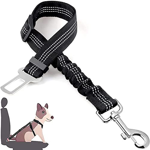 LauCentral Ceinture Chien Voiture, Harnais Universel, Ceinture de Sécurité Indéchirable Durable Réglable pour Tous Les Chiens et Chats, Nylon Noir