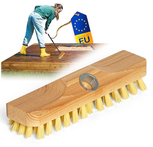 Novaliv Estropajo de madera con cerdas, limpiaparabrisas con rosca, cepillo de fregado PPN, cepillo para suelos, fregado sin mango, ideal para la limpieza de balcón, terraza, jardín interior
